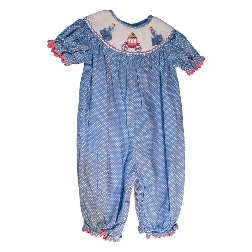 Three Sisters Size 3M Cinderella Embroidered One Piece Frilly Blue Polka Dots